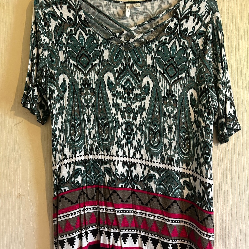 Green and Black Paisley Women's Top